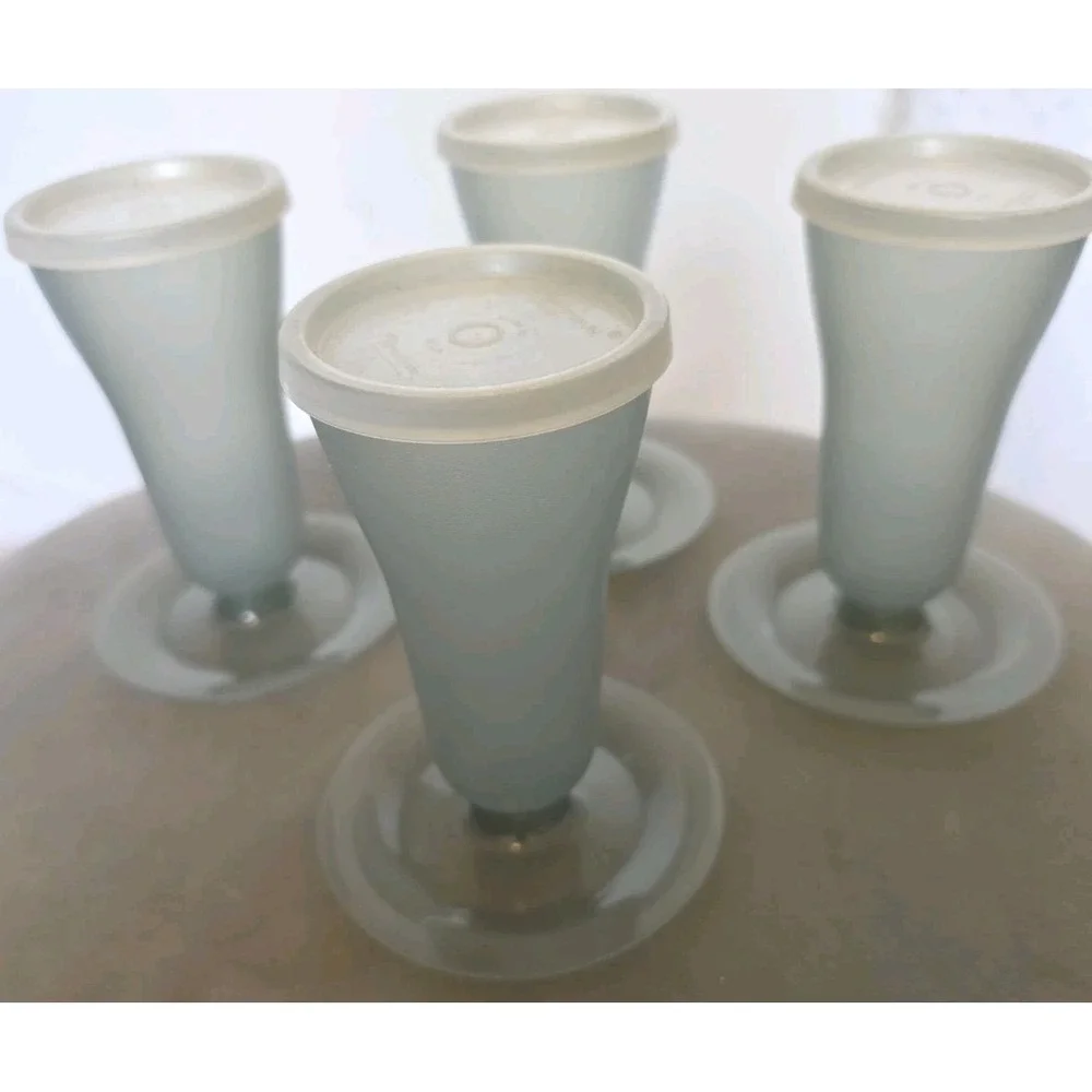 Tupperware Dessert Parfait Cups W Lids Fruit Pudding  Smoke Gray 754-27 Vintage